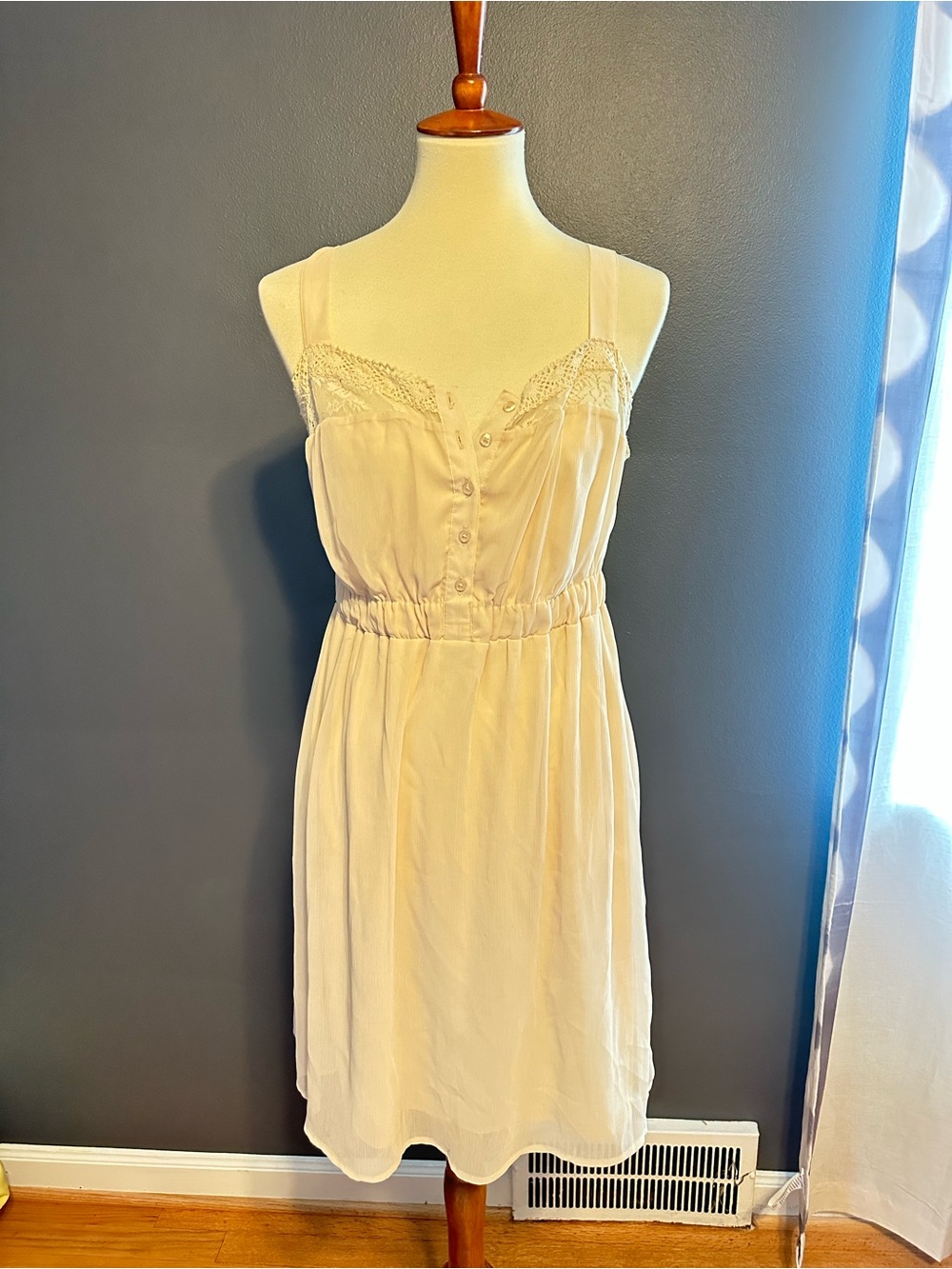 Vintage Y2K Mudd Cream Lace Midi Dress Large Cottagecore Boho